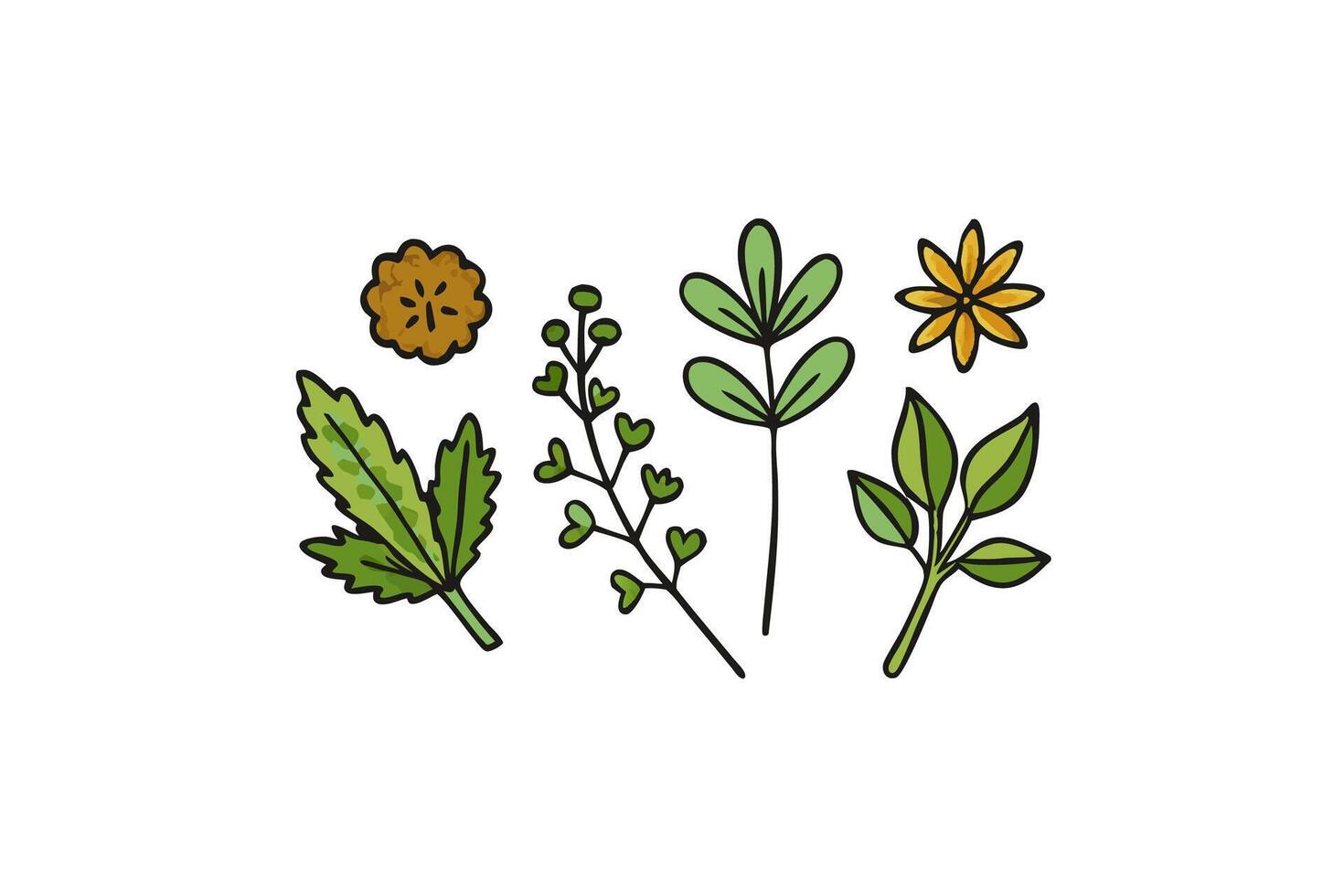 Beautiful Hand Drawn Flowers in Bright Colors for Artistic Creations vector