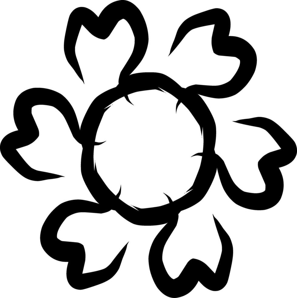 Classy black and white flower petal icon, suitable for enhancing UI, UX, and web design, providing a minimalist touch to creative projects vector