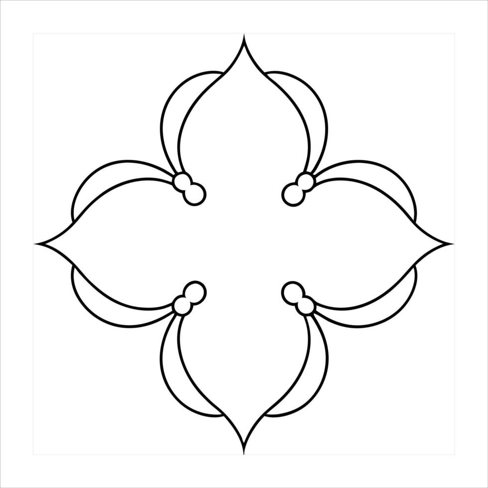 Elegant Petals Line Border Silhouette vector