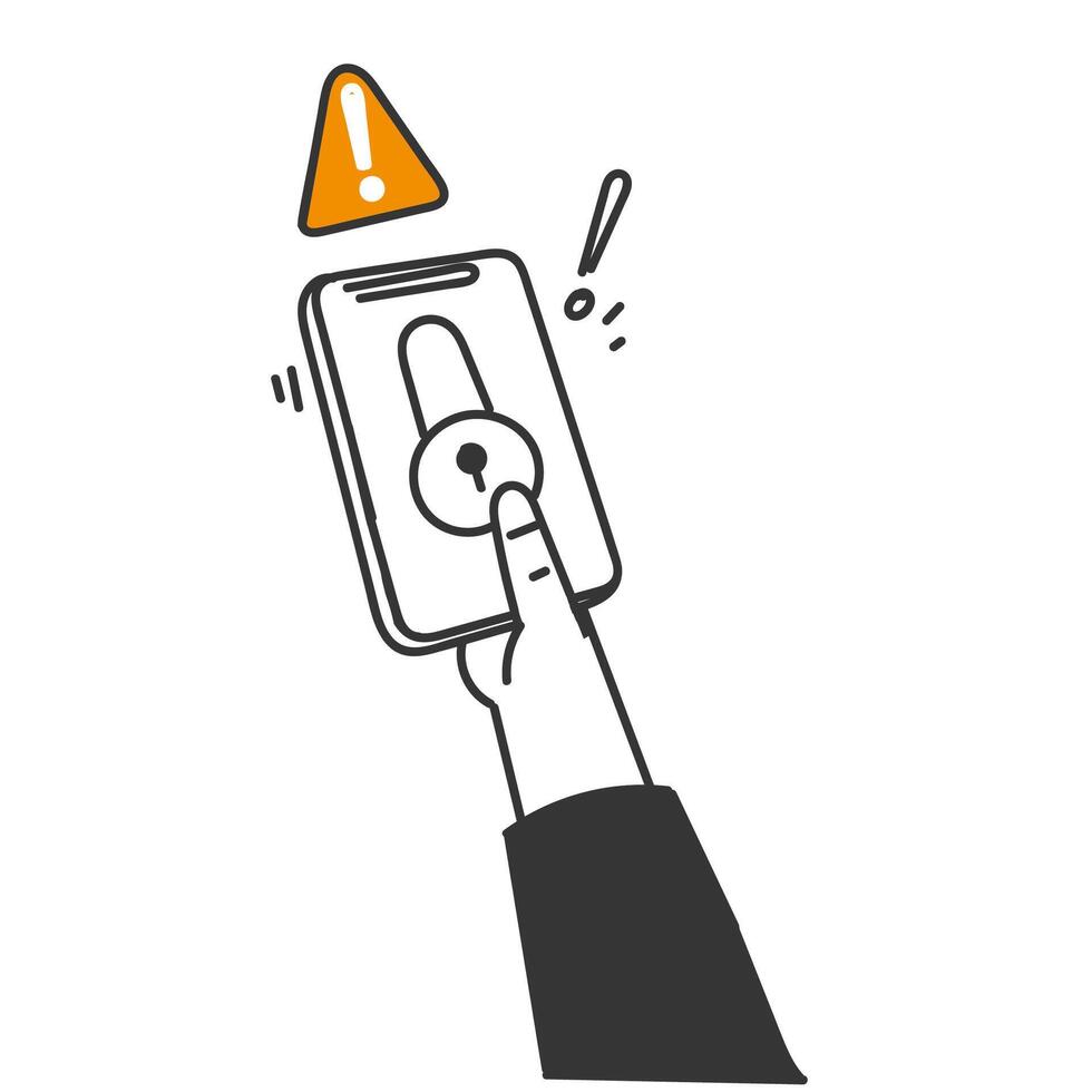 a hand holding a phone with a lock icon on it vector