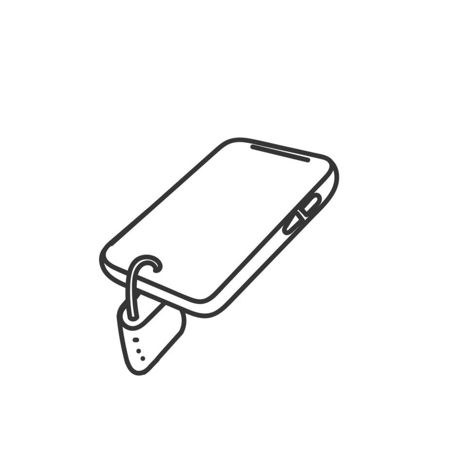 mobile phone locked with padlock illustration in doodle drawing cartoon style vector