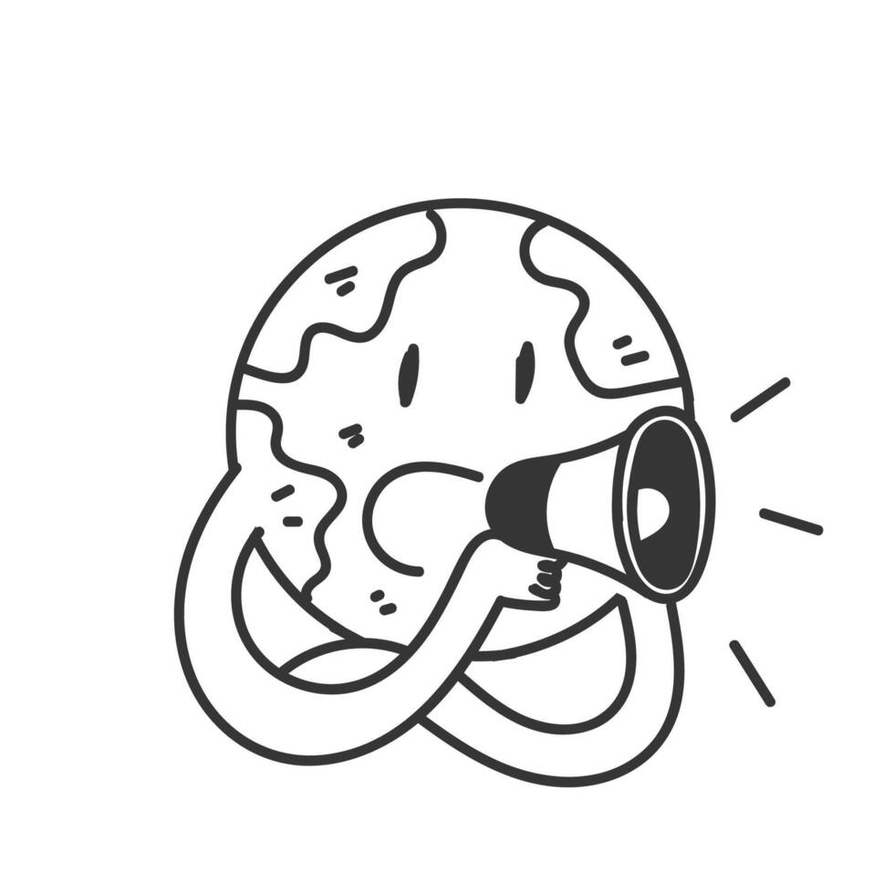 earth globe with megaphone icon illustration vector