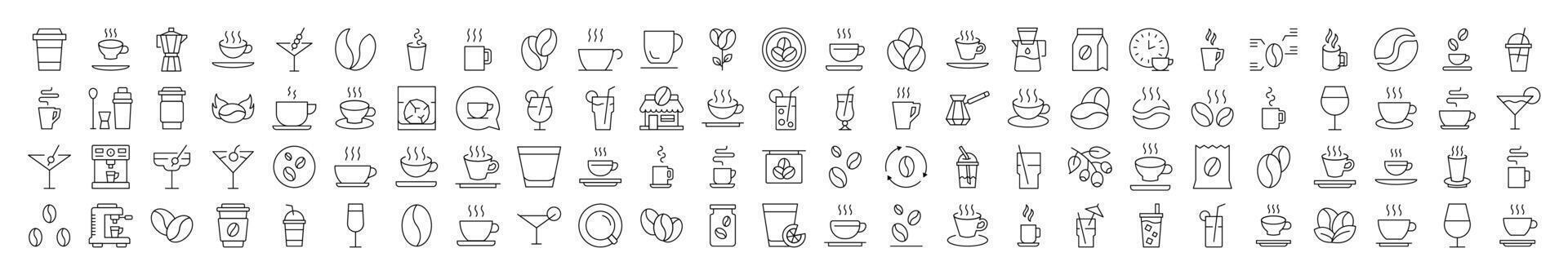 Coffee, Tee, Cups, Grain Related Linear Symbol Drawn with Thin Line for Interface, Booklets, Cards, Posts, Infographics vector