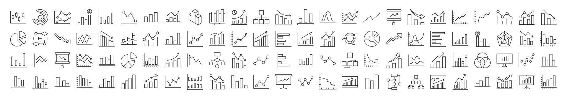 Progress Bar, Diagram, Statistics Line Icon Pack. Editable Stroke. Minimalistic Linear Pictogram for Design of Cards, Apps, Banners, Posts vector