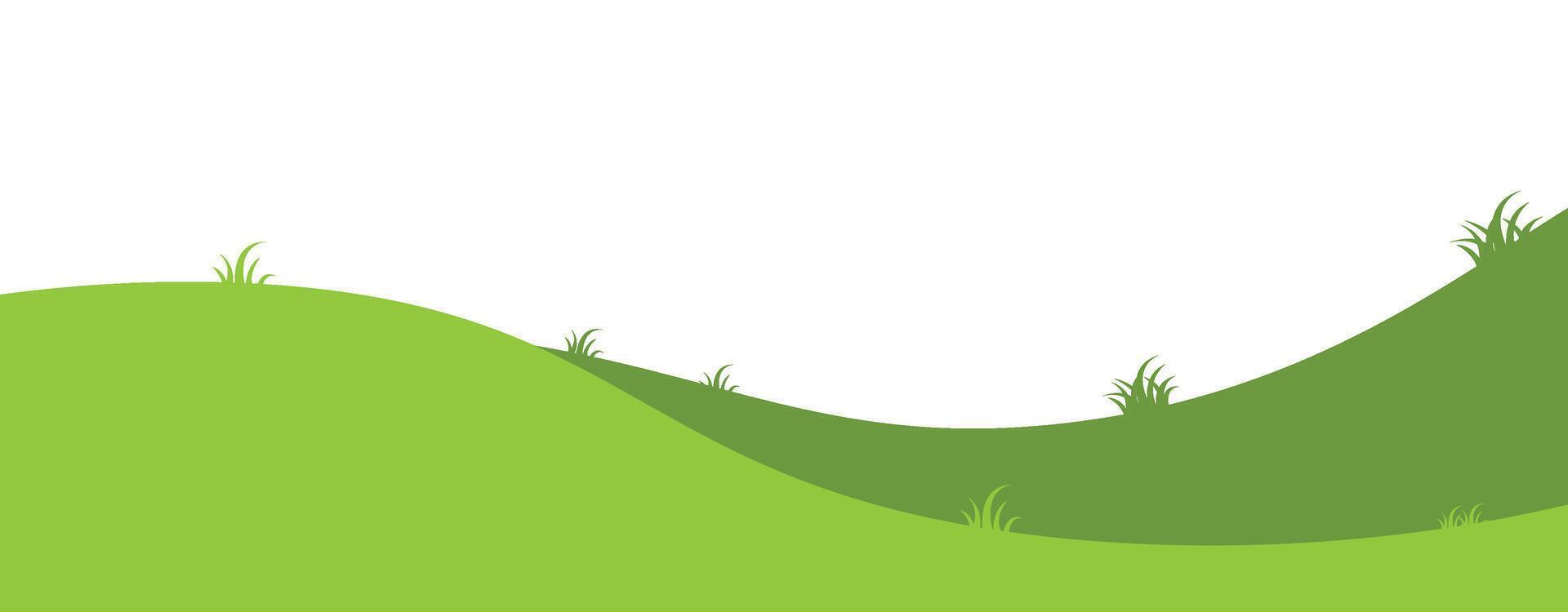 Green field scenery. Grass landscape. Green grass background. Grass hill illustration vector