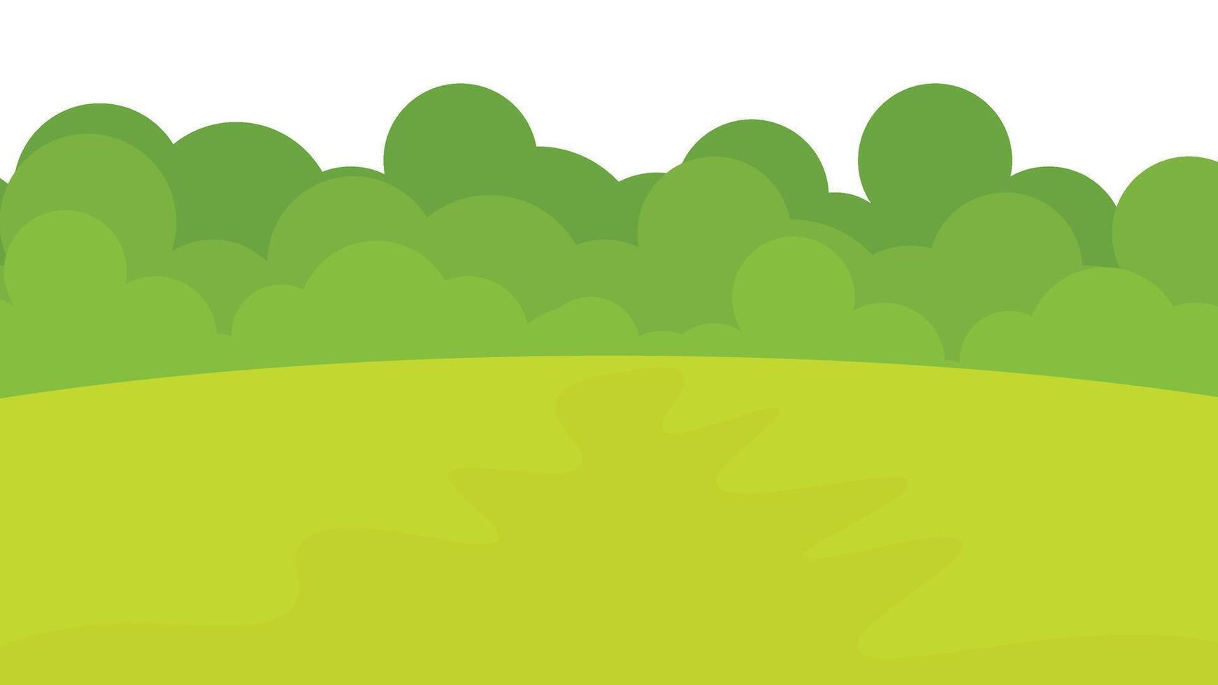 Landscape with trees and hills. Grass landscape. Green grass background. Green field vector