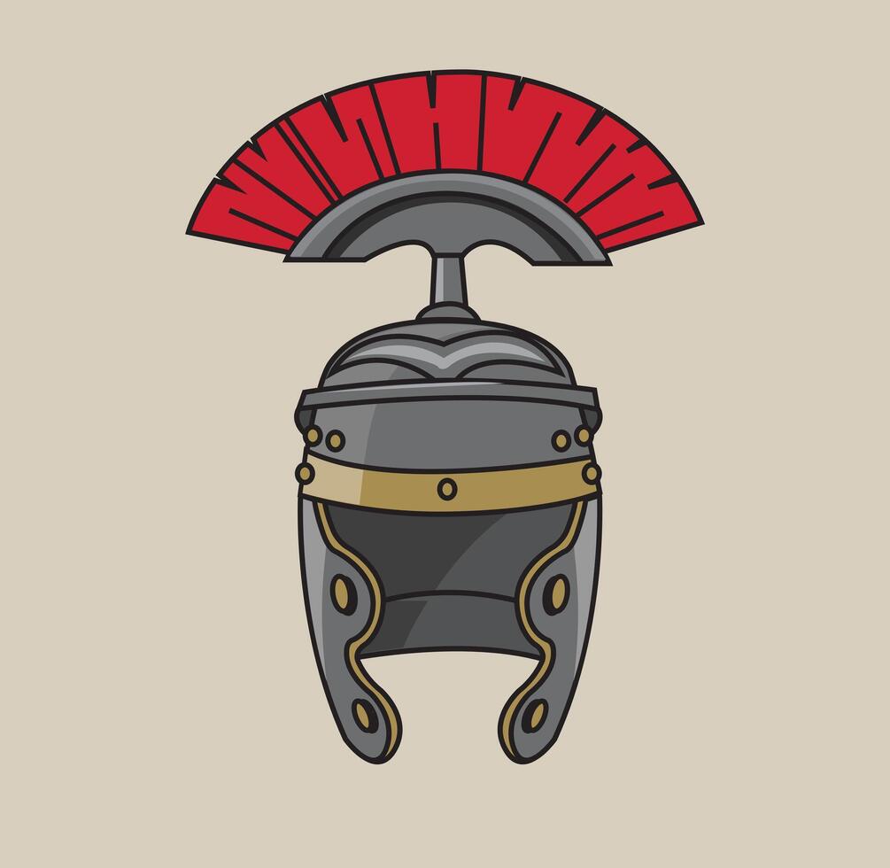 Roman Helmet with a scarlet plume illustration vector