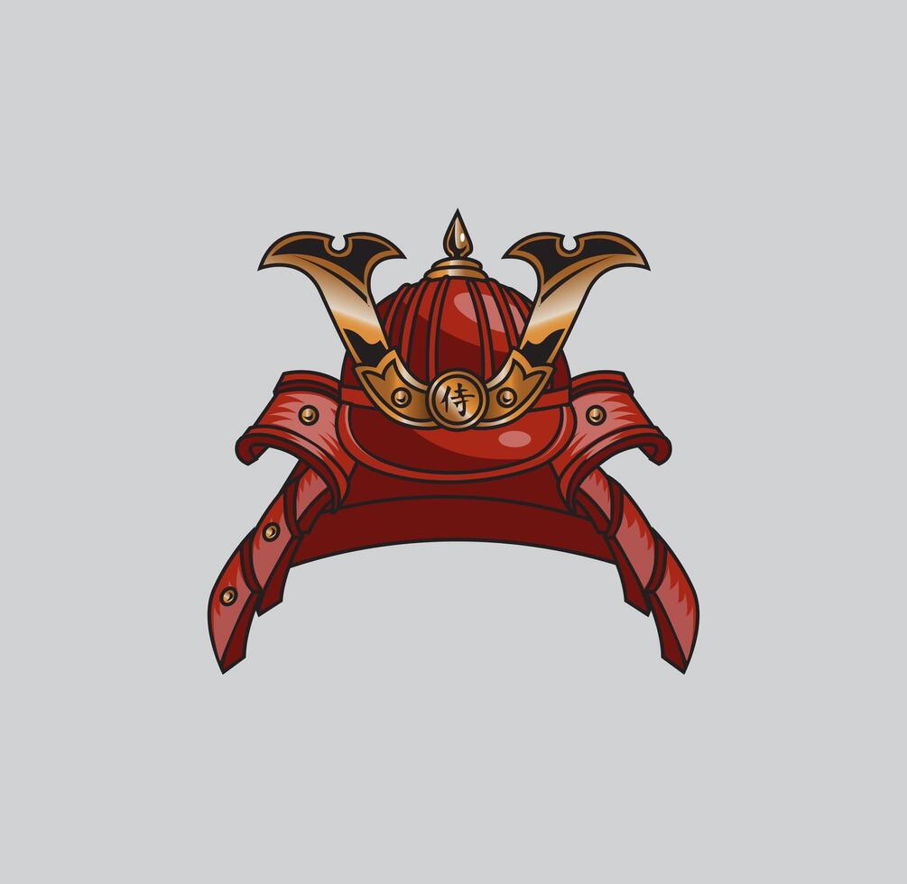 Samurai helmet flat illustration vector