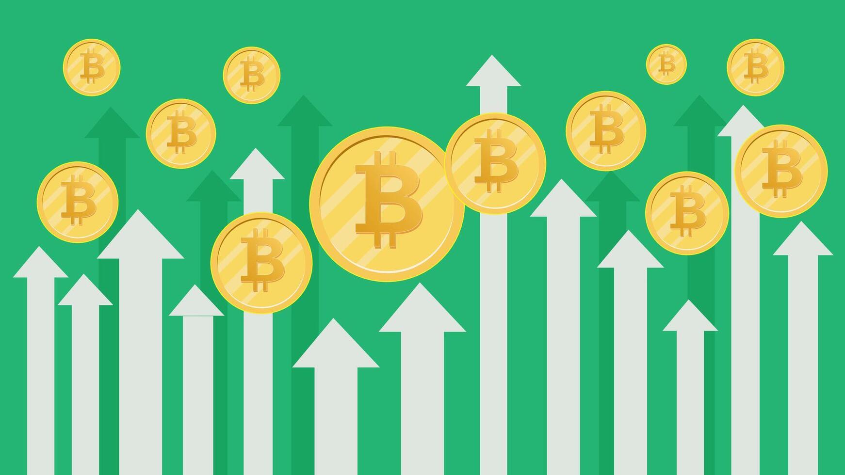 Bitcoin the cryptocurrency value growth illustration vector