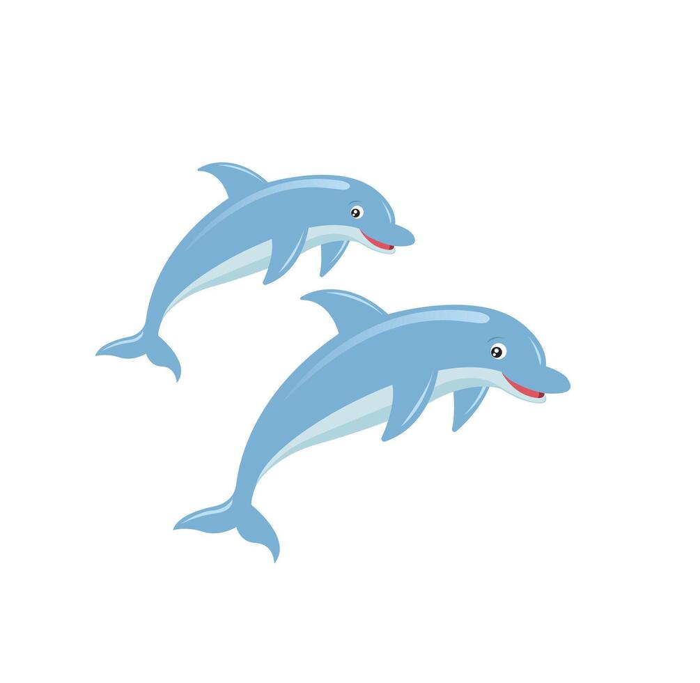 Two cute dolphin cartoon isolated on white background vector