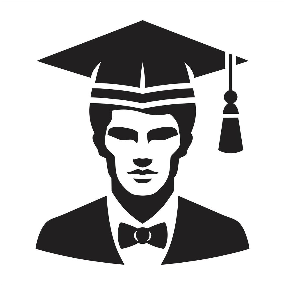 Graduation Ceremony Silhouette Illustrations. Graduation Cap. Graduate Man Silhouette vector