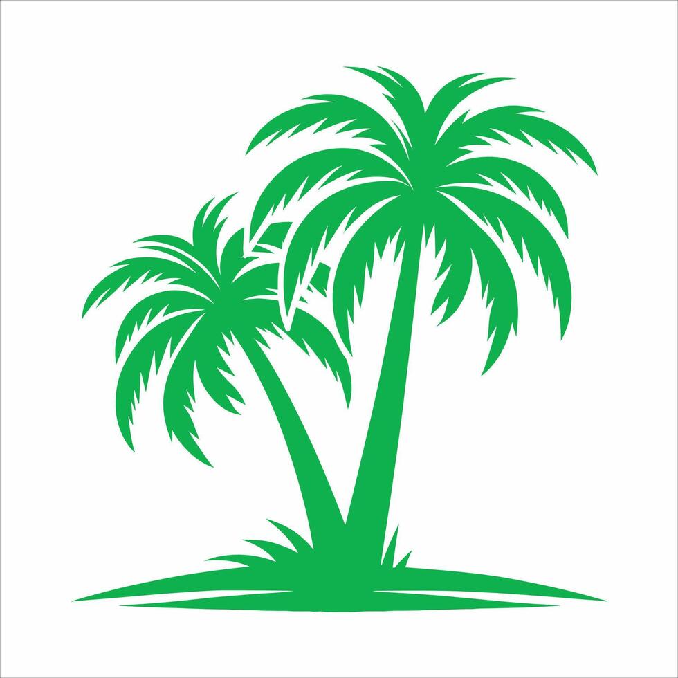 Green Palm Tree. Palm trees silhouettes. Palm Trees isolated on White Background vector