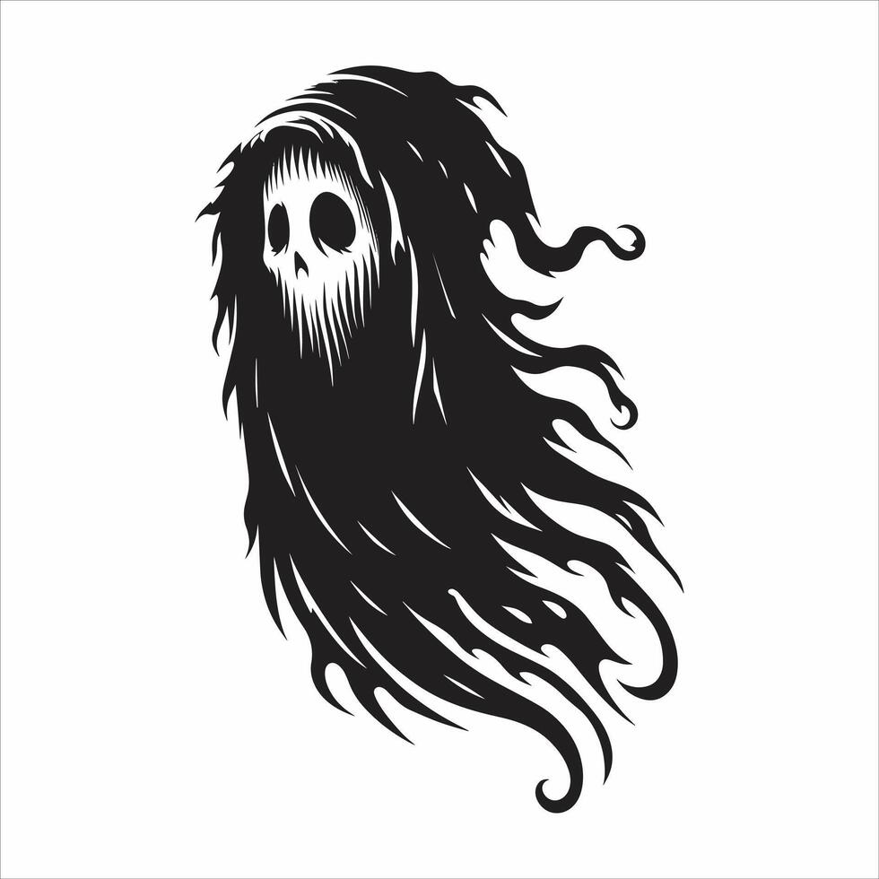 Cartoon Halloween Grim Ghost Sheet Silhouette Illustration vector