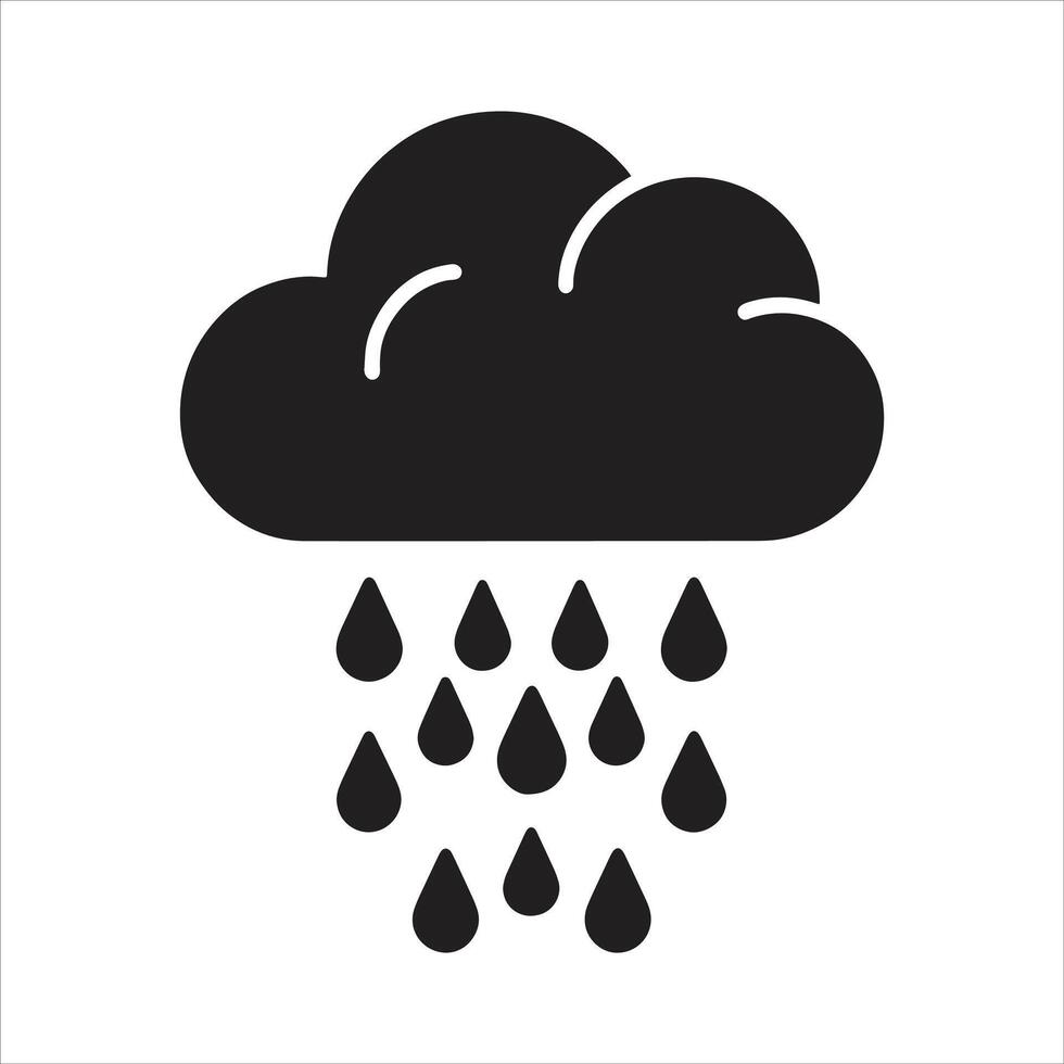 Weather Cloud With Rain Icon Simple Style Logo illustration On White Background vector