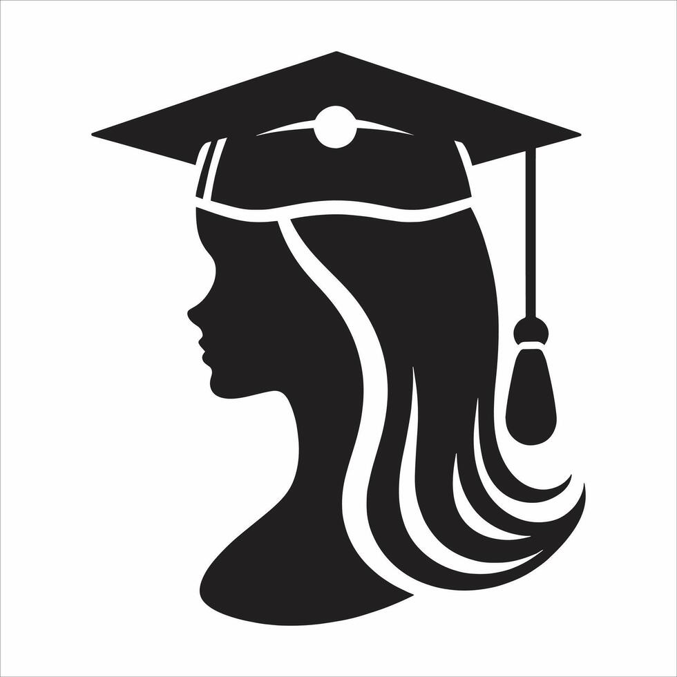 College Campus Graduated Student With Cap Silhouette Illustration vector