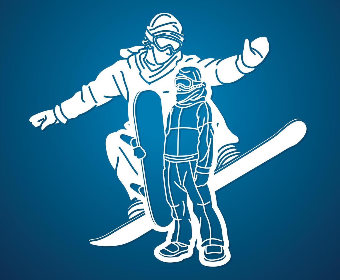 Silhouette Extreme Sport Snowboard Players vector