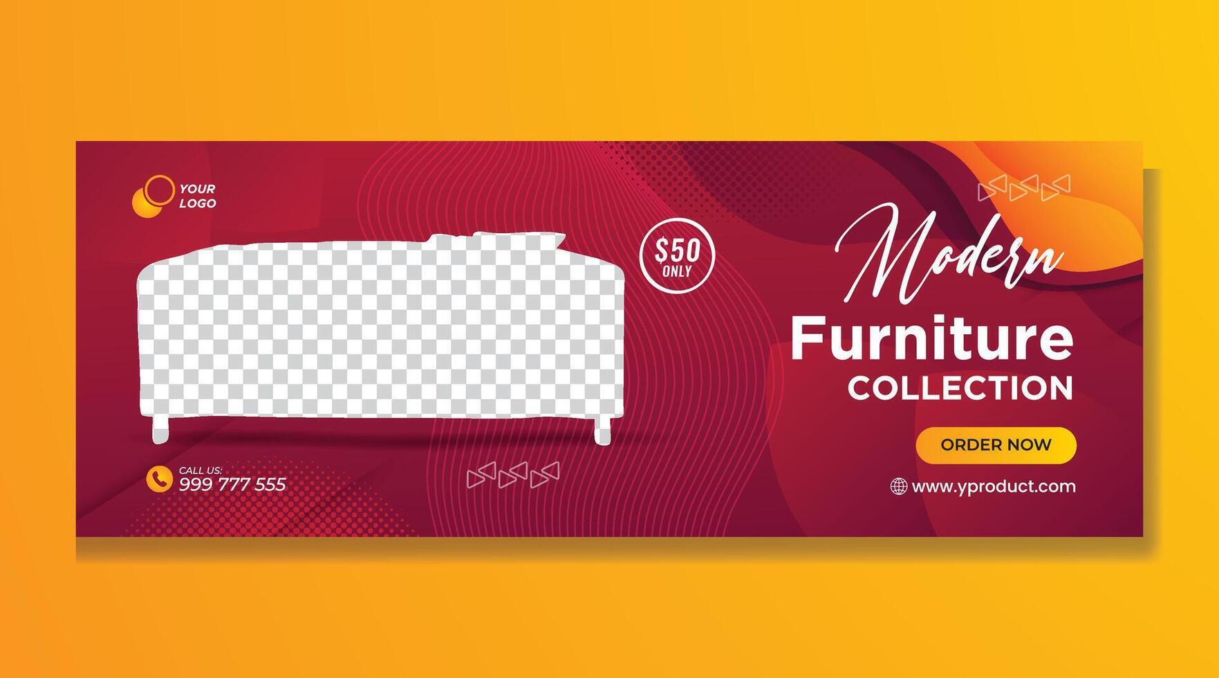A furniture collection banner with a red background vector
