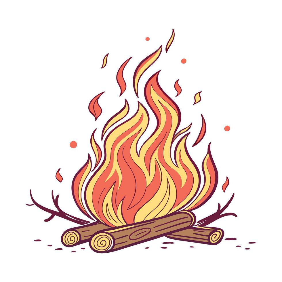 Campfire illustration on white backgraound vector