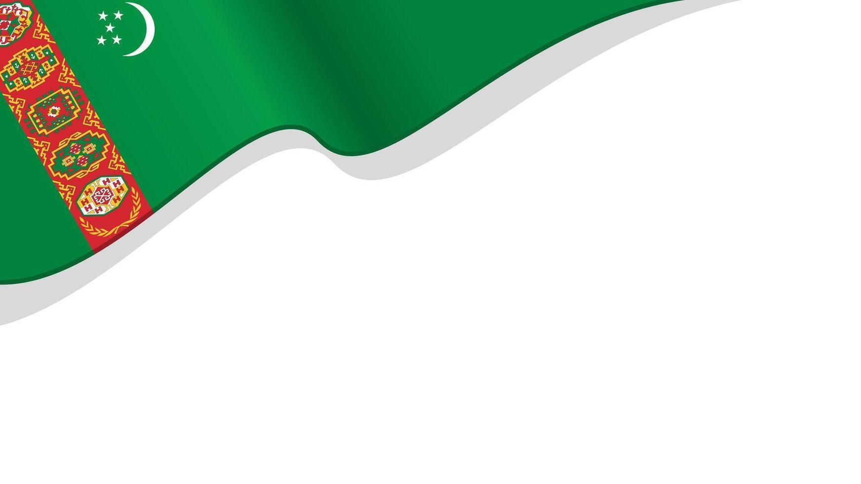 wavy Turkmenistan flag frame background with copy space for text. Turkmenistan national day vector