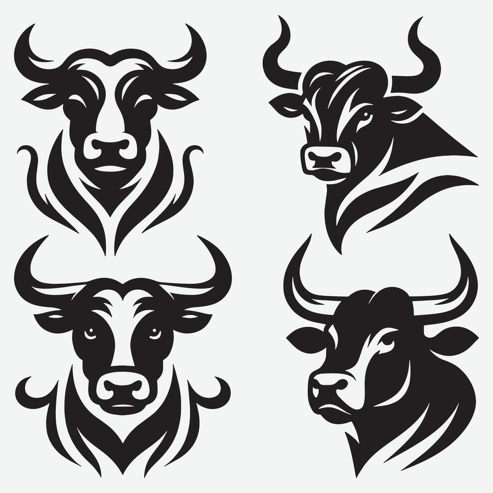 Distinctive Bull and Cow Head Logos for Creative Brand and Icon Design vector
