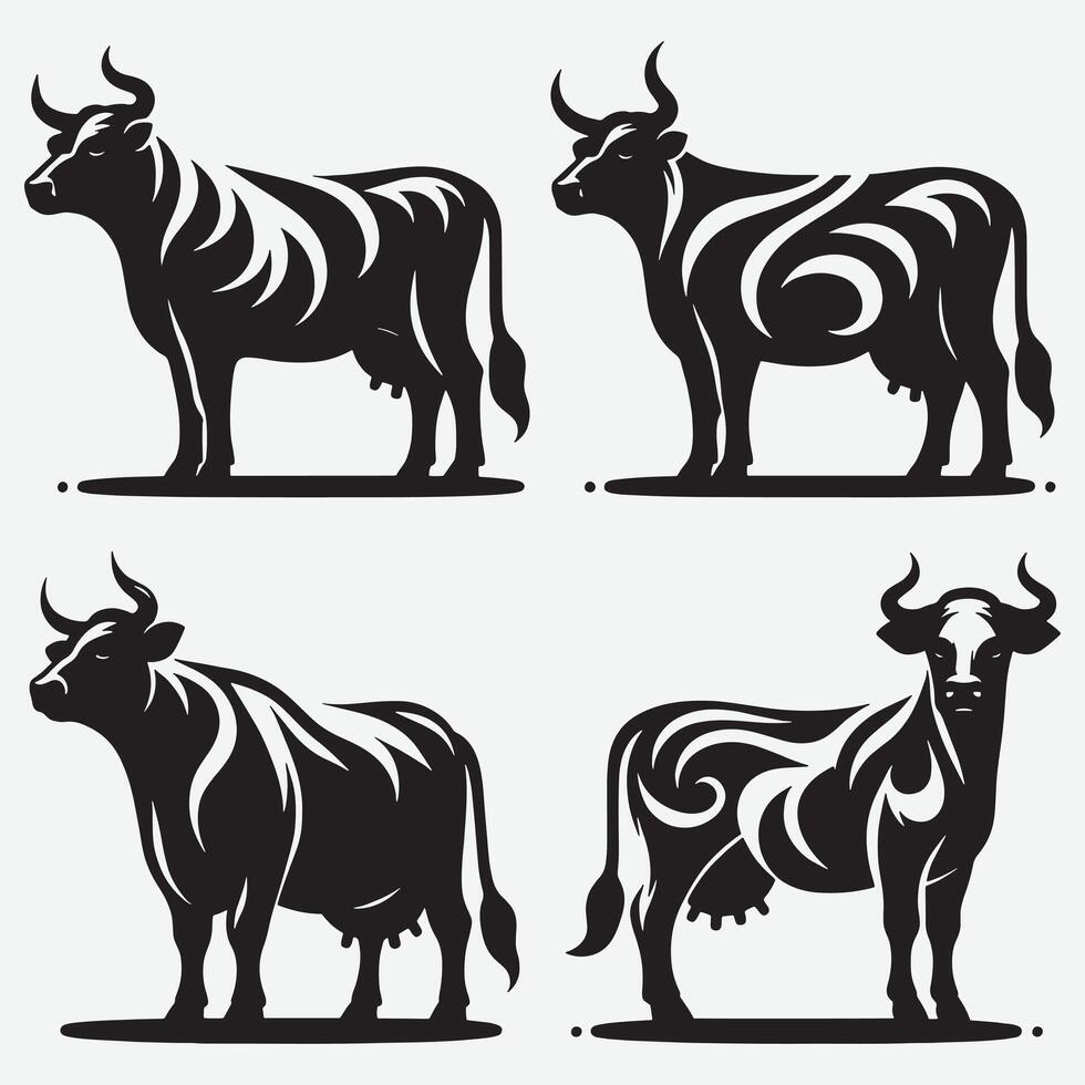 Creative Bold Cow Line Art for Innovative Design Projects vector