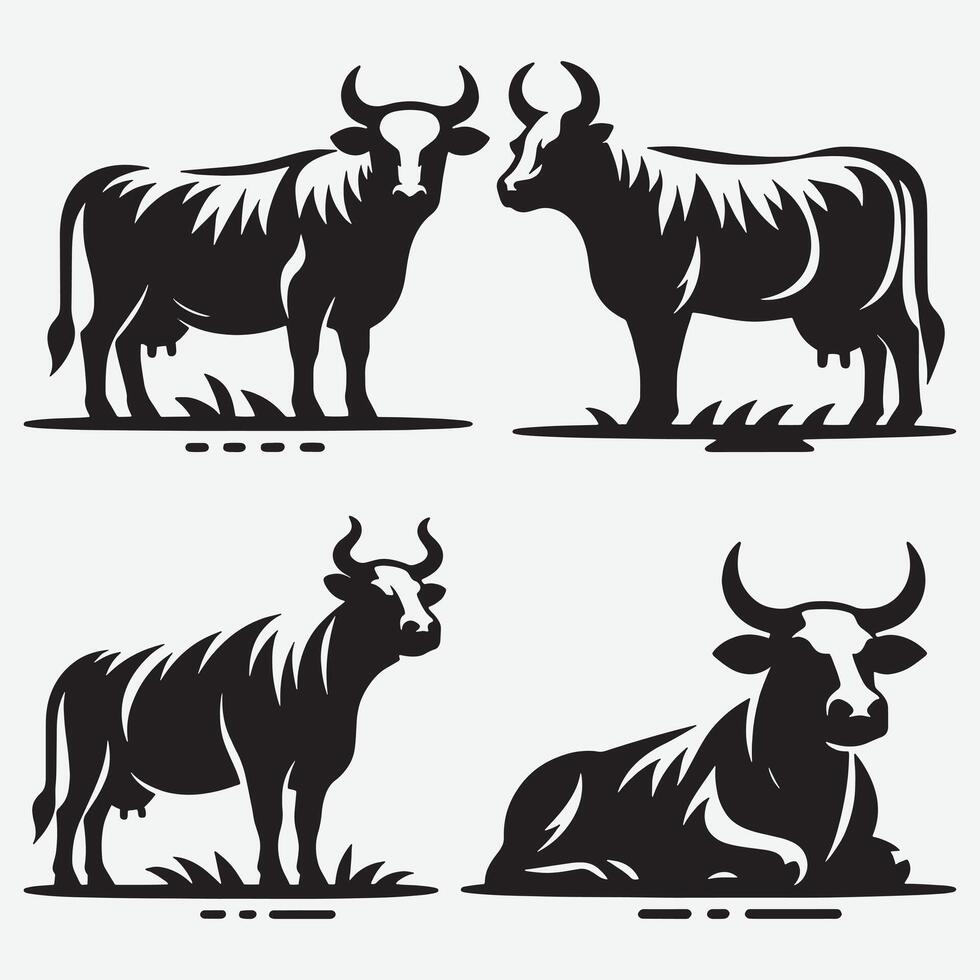 Unique Bold Cow Clip Art for Eye-catching Marketing Designs vector