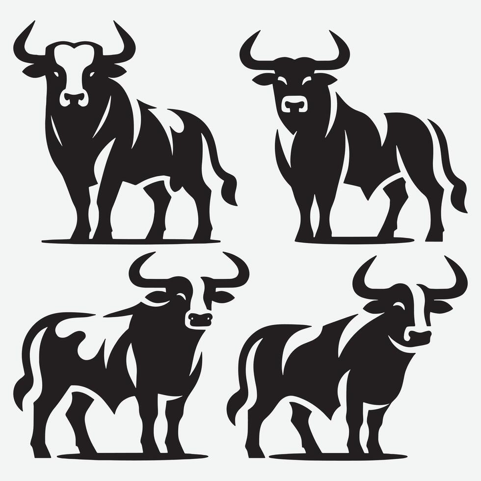 Unique Bold Bull Line Art Illustrations for Graphic Designers vector