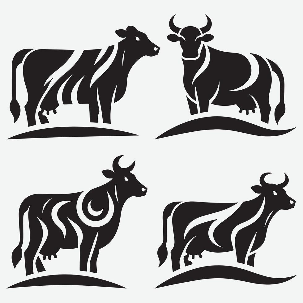 Inspiring Line Art Bundle Featuring Bold Cow Designs and Illustrations vector