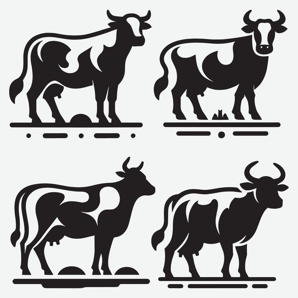 Captivating Cow Clip Art Collection for Artistic Projects and Designs vector