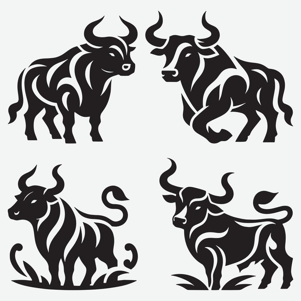 Dynamic Bold Bull Line Art for Innovative Marketing Campaigns vector
