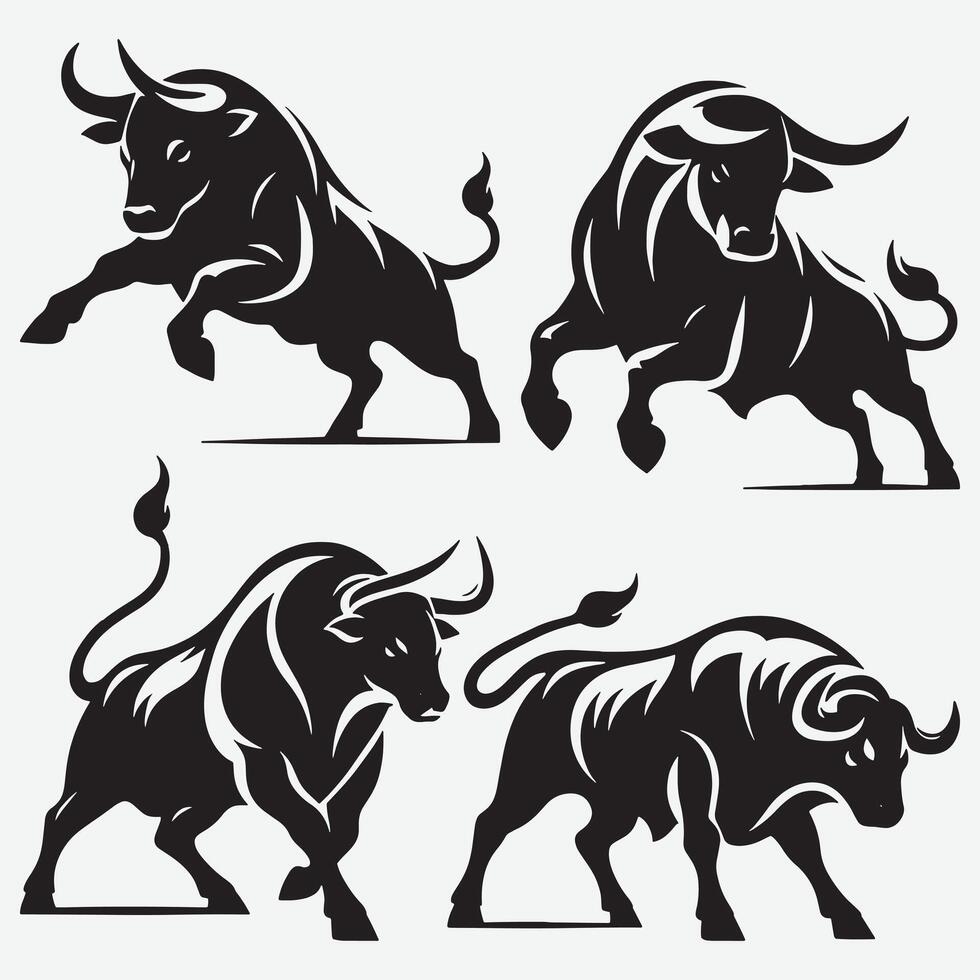 Bold Bull Clip Art Bundle for Eye-catching Visual Communications vector