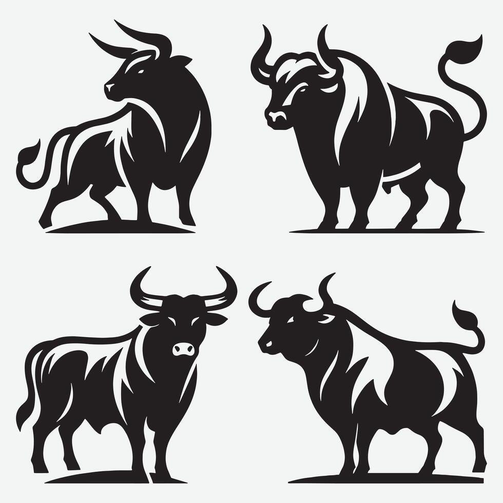 Unique Bull Silhouette Clip Art for Distinctive Graphic Presentations vector