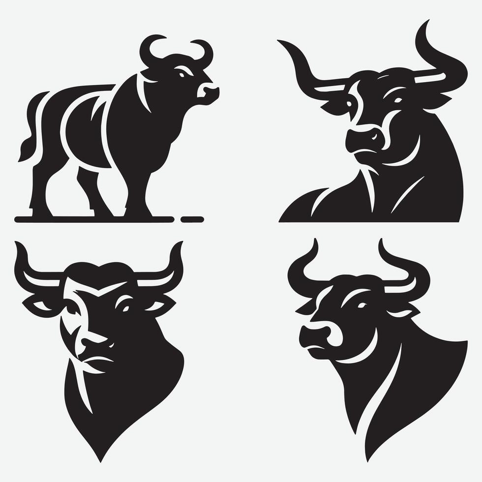 High-quality Bull Silhouette Clip Art for Engaging Graphic Projects vector