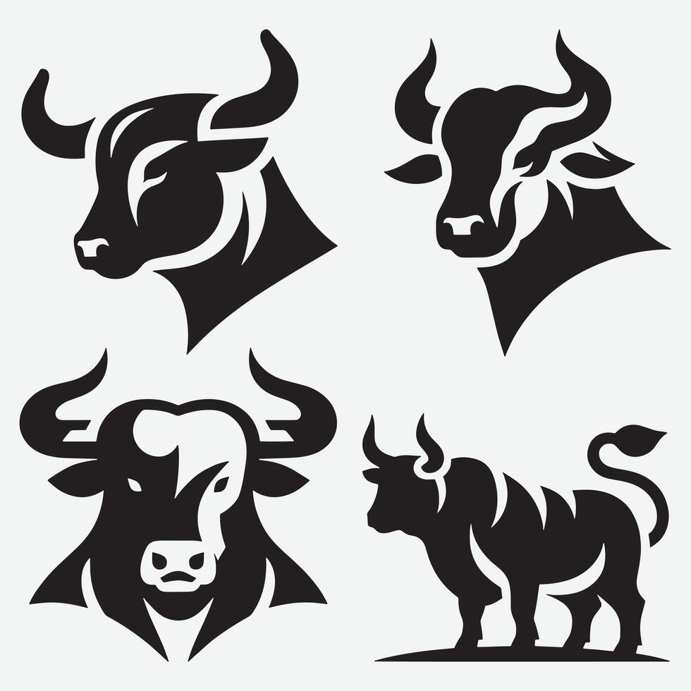 Impressive Bold Bull Clip Art for Modern Branding Solutions vector