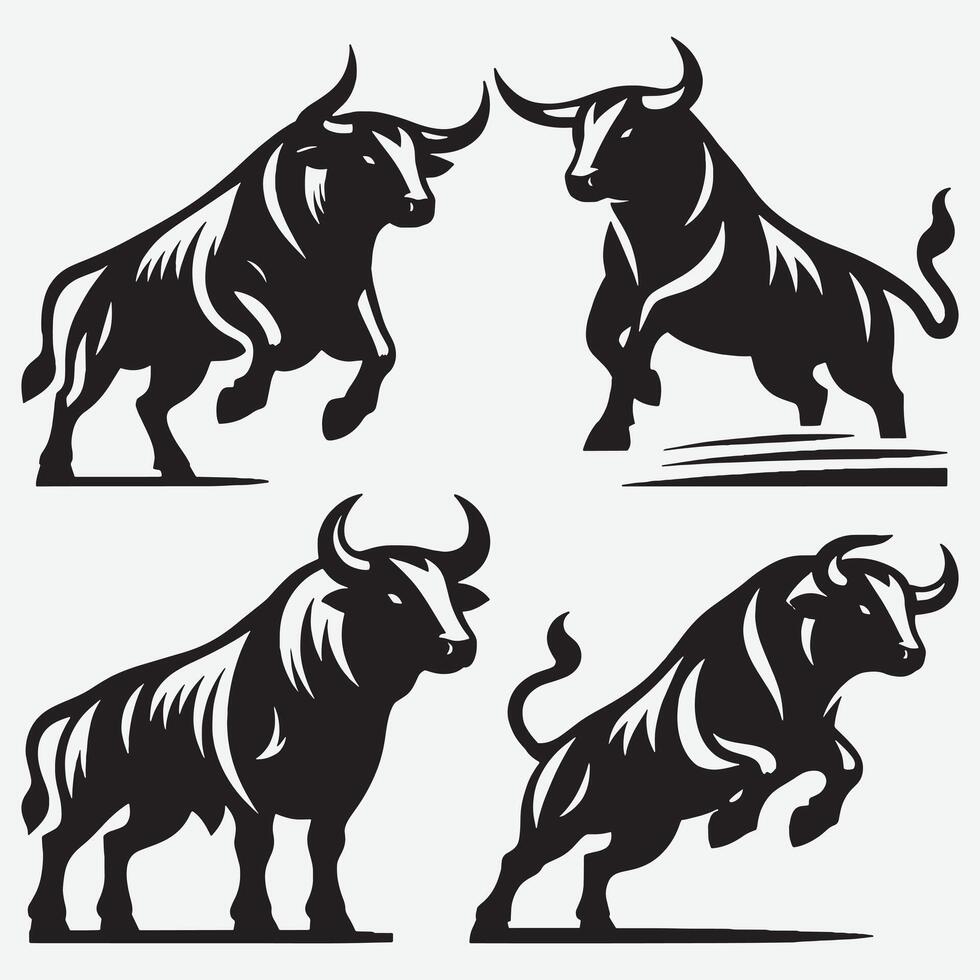 Inspiring Bold Bull Silhouette Collection for Artistic Expression vector