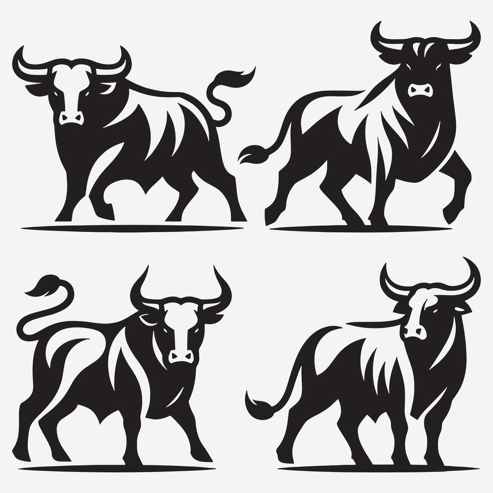 Elegant Bull Line Art Clip Art for Stylish Design Projects vector