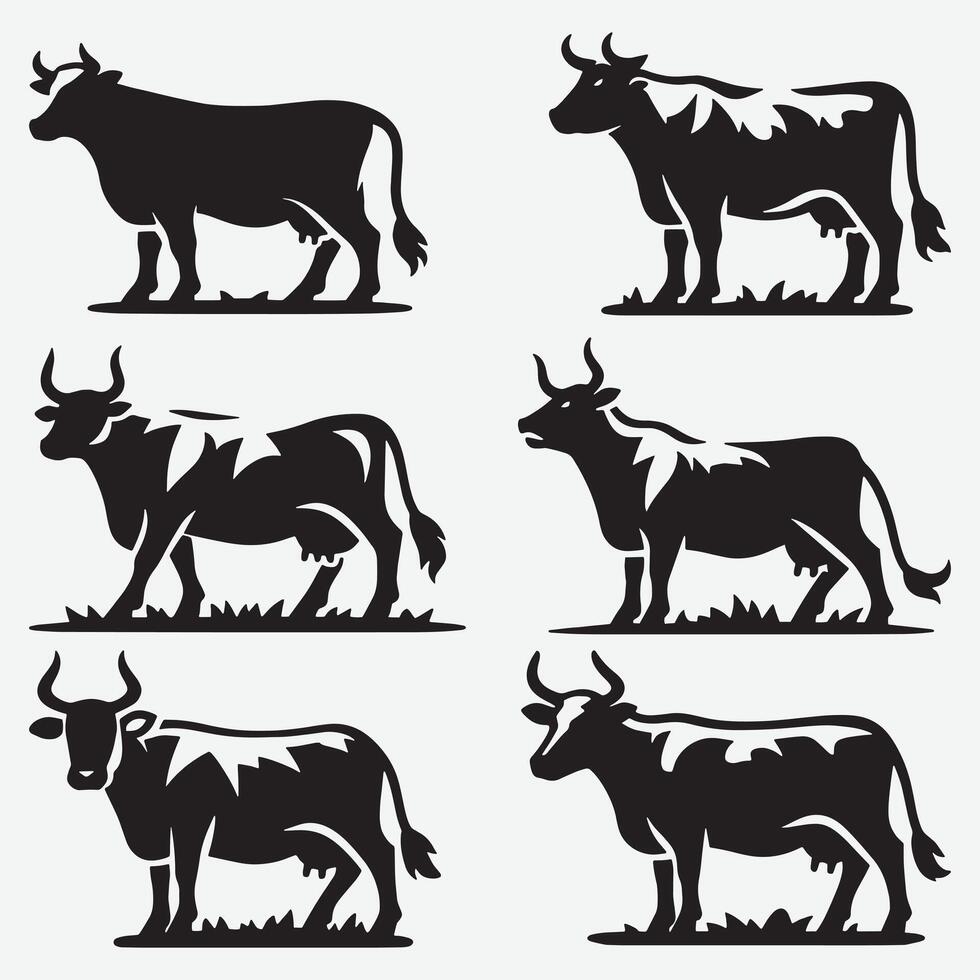 Versatile Bold Cow Line Art Bundle for Modern Illustrations vector