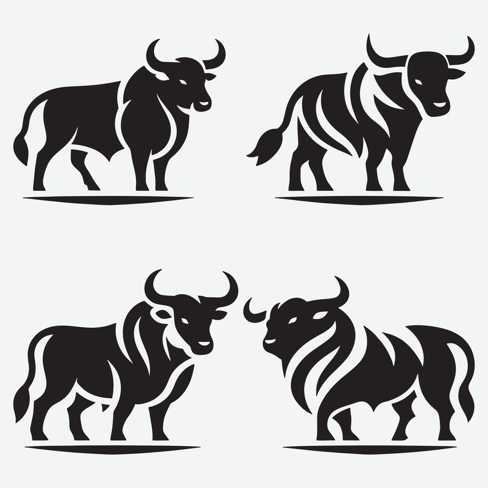 Unique Bold Bull Silhouette Clip Art for Creative Design Projects vector