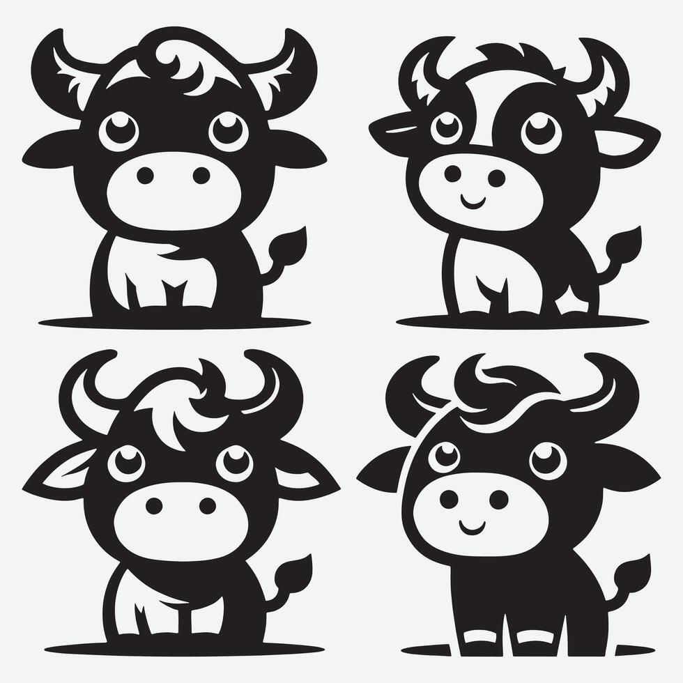 Quirky Cartoon Cow Silhouette Art for Creative Branding and Posts vector