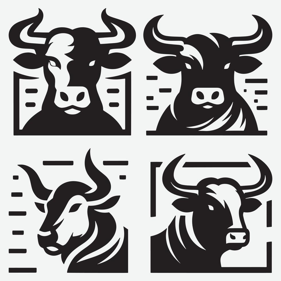 Powerful Bull Head Logos Ideal for Branding and Premium Apparel Art vector