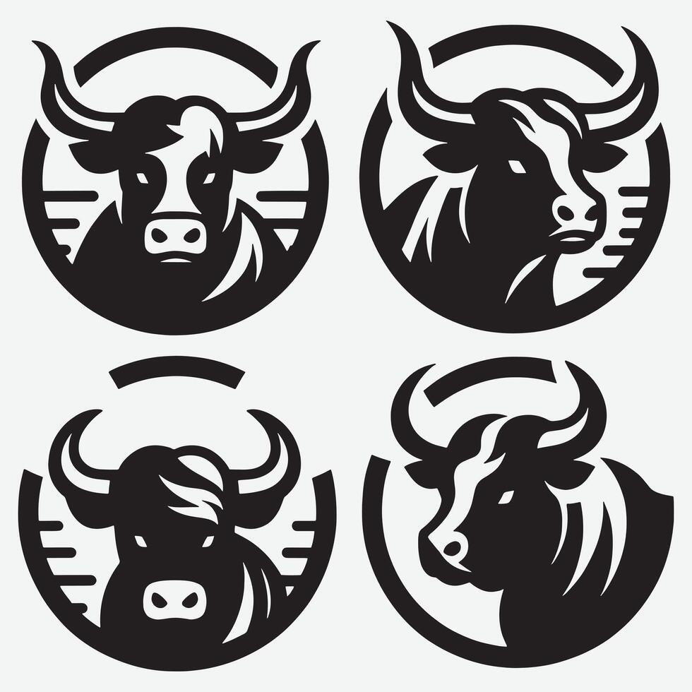 Minimalist Bull Head Logo Collection Ideal for T-Shirts and Branding vector