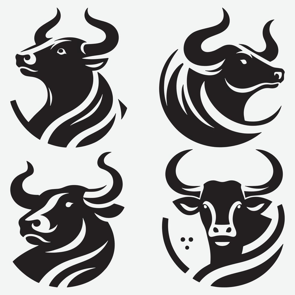 Clean Bull Head Logo Collection for Unique Branding and Icon Design vector