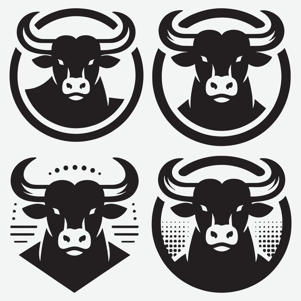 Bold and Powerful Bull Head Logos for Iconic Branding and T-Shirt Art vector