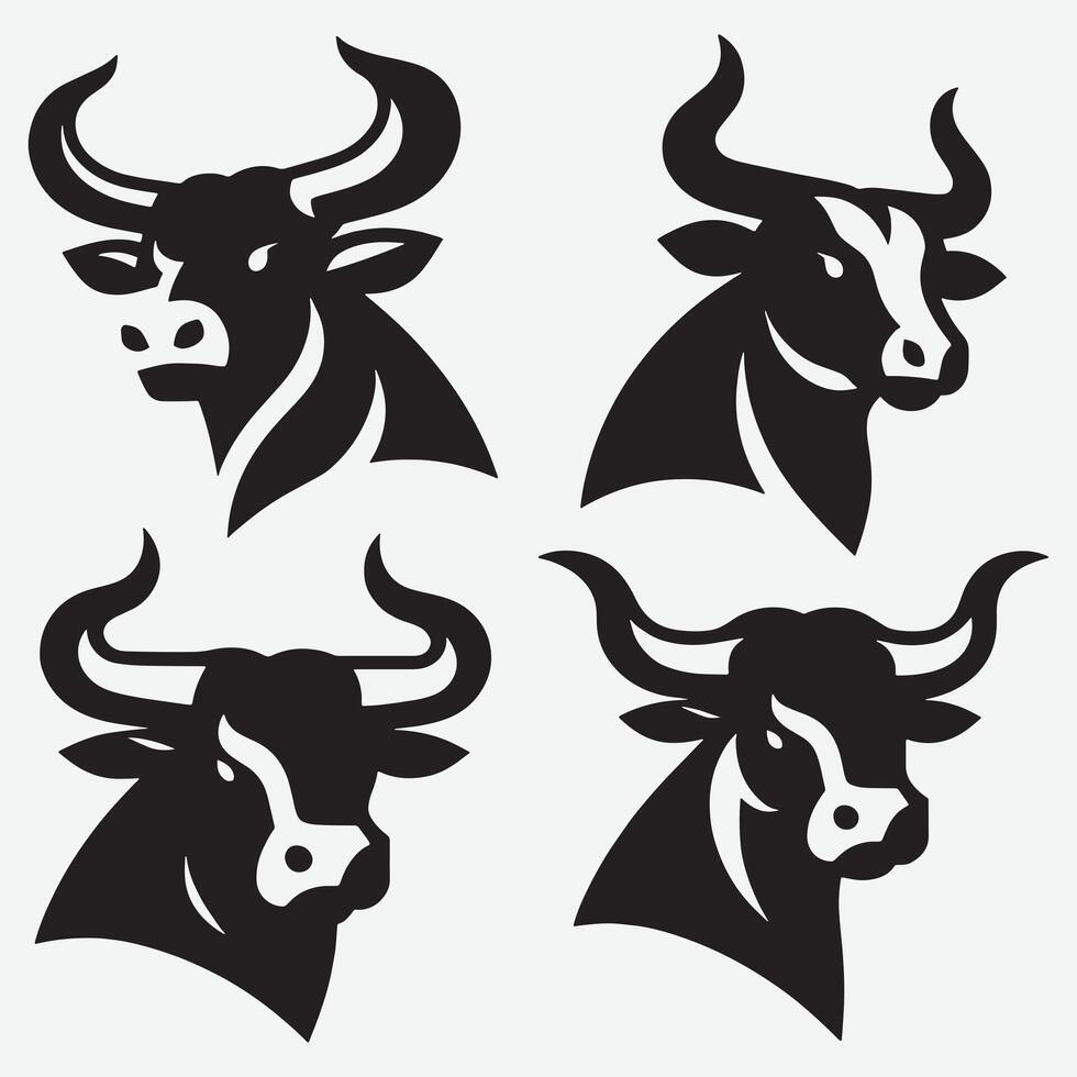 Bold and Powerful Bull Head Logos for Branding and Apparel Art vector