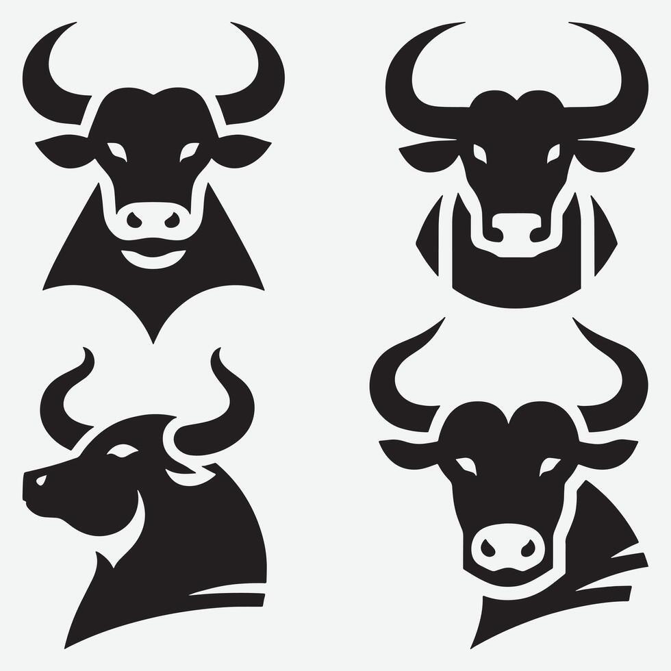 Strong Bull Head Logo Collection Ideal for Branding and Apparel Design vector