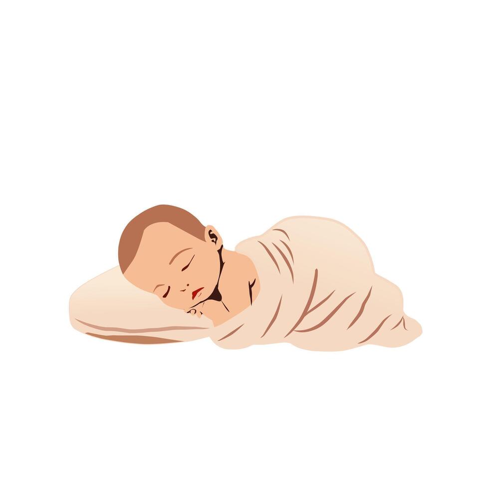 a baby sleeping on a pillow vector
