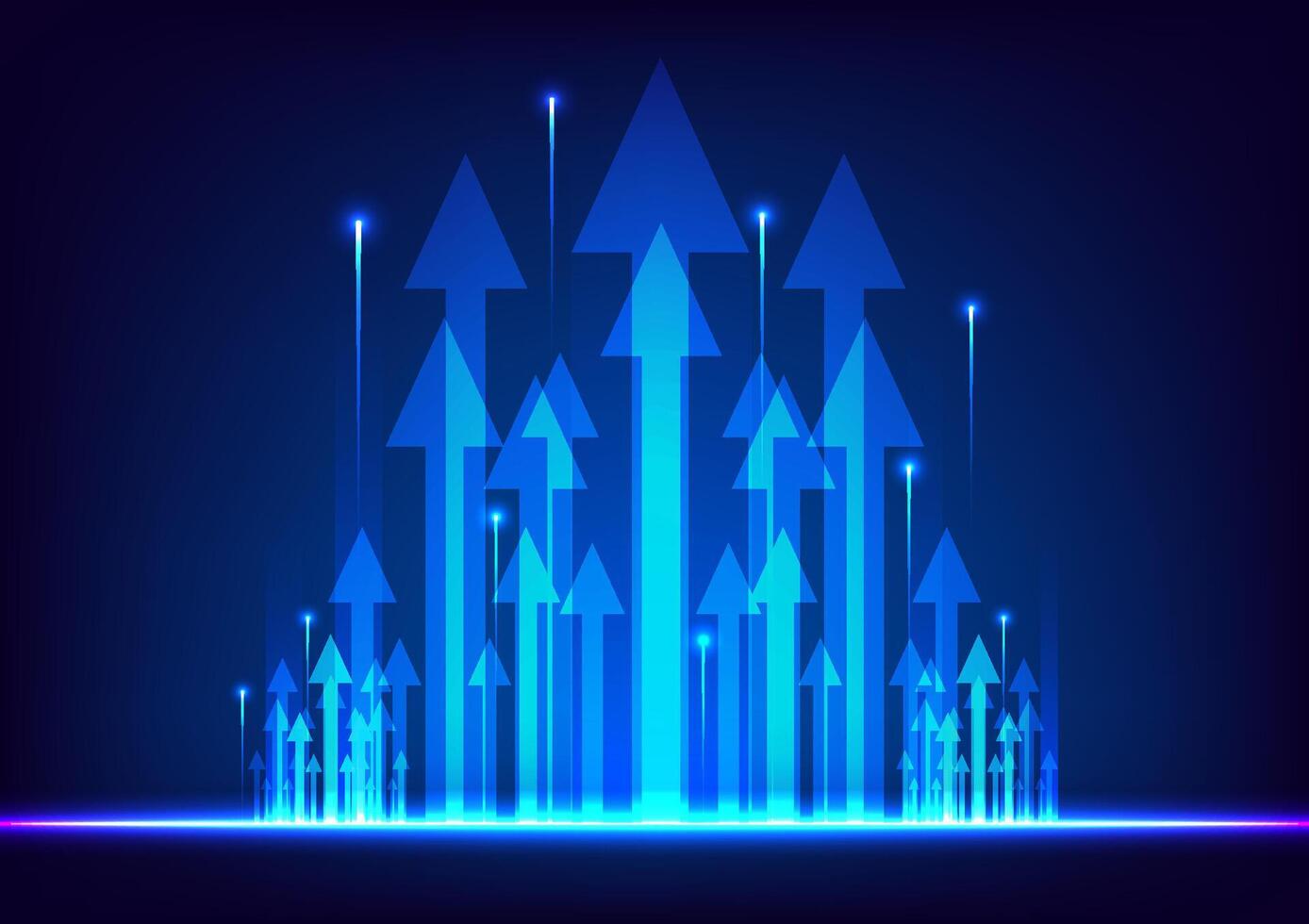 Abstract arrow on blue background. Light moving fast concept. Design for dark background technology line network fiber optic. vector