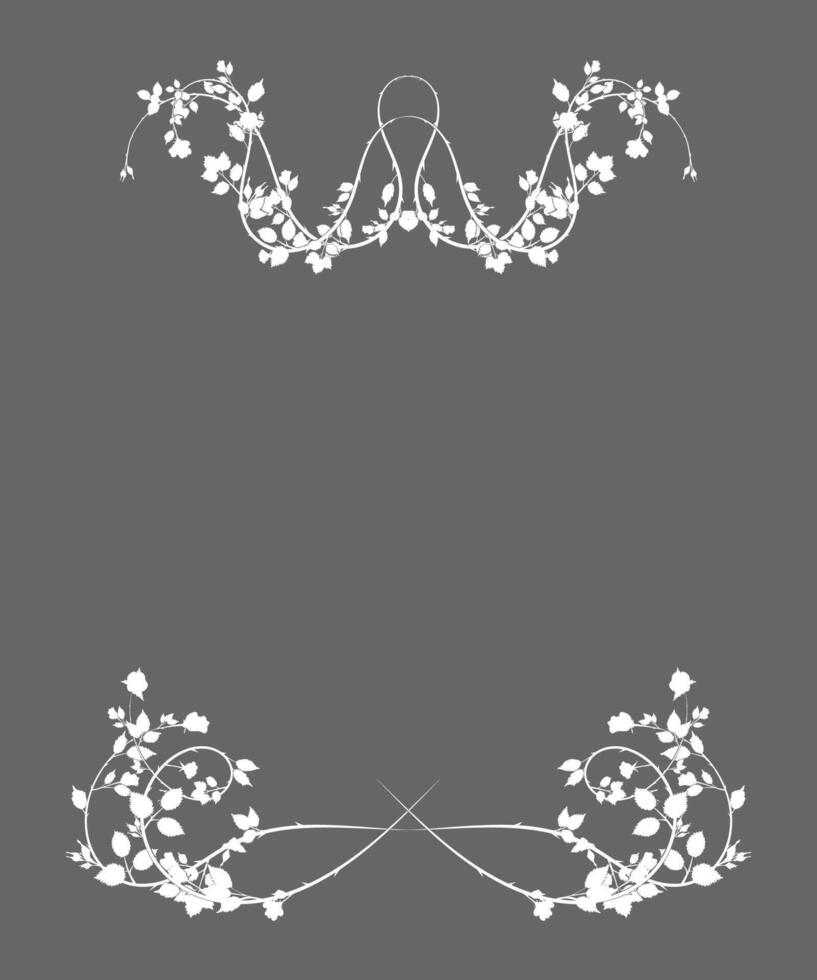 frame on gray background roses weave plants. stock vector