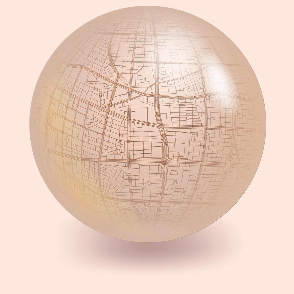 Street art map of city centrel Taipei Taiwan in clear glass ball,element image vector