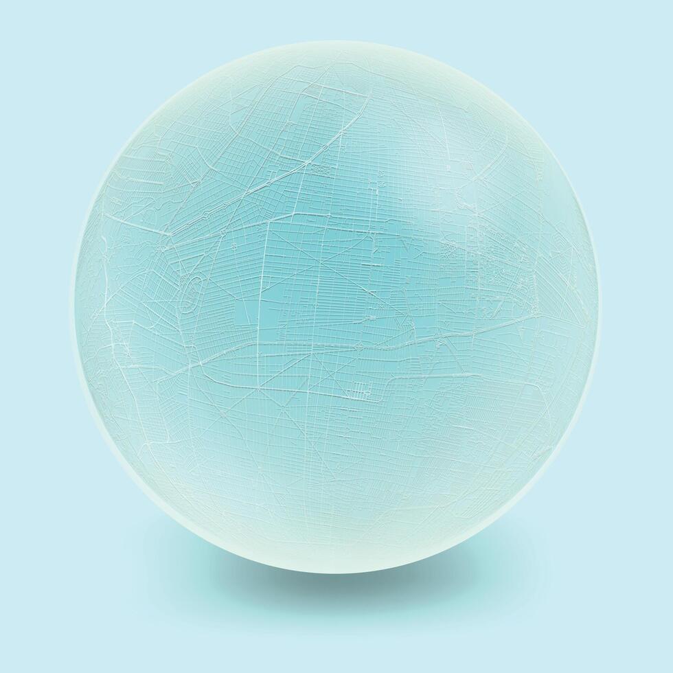 Street art map of city centrel Mexico City in clear glass ball,element image vector